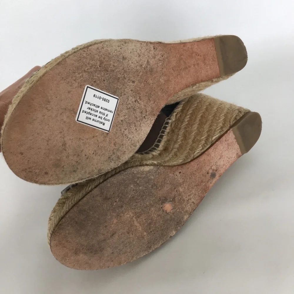 Celine Leather Espadrille Wedges Zipper Sandals Tan Taupe Peep Toe Designer